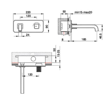 WALL MOUNTED BRASS BASIN MIXER WITH SIDE KNOB CONTROL FOAM FLOW - AQUANT - ( GRAPHITE GRAY - REGALIA SERIES - 0x15 mm - 0inchX0.5inch )