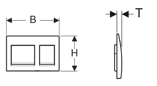 ACTUATOR PLATE ALPHA 25 SQUARE - GEBERIT -  ( BRIGHT CHROME - ALPHA - 525x350 mm - 21inchX14inch )
