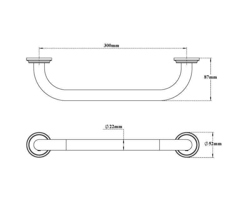 GRAB BAR - VIKING -  (  - SS 304 - 0x300 mm - 0inchX12inch )