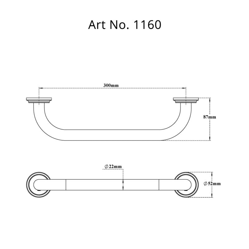 GRAB BAR - VIKING -  ( BRASS -  - 0x300 mm - 0inchX12inch )