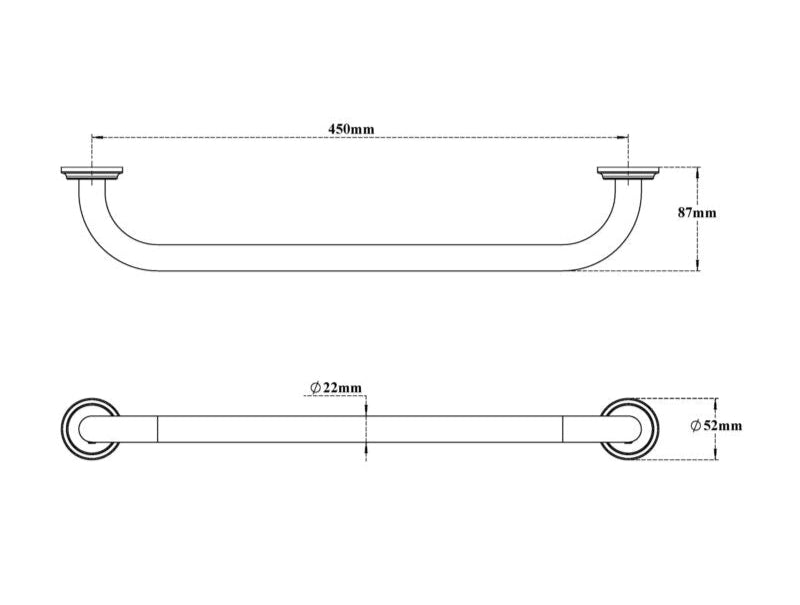 GRAB BAR - VIKING -  (  - SS 304 - 0x450 mm - 0inchX18inch )