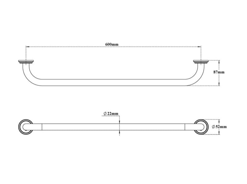 GRAB BAR - VIKING -  ( BRUSHED - SS 304 - 0x600 mm - 0inchX24inch )