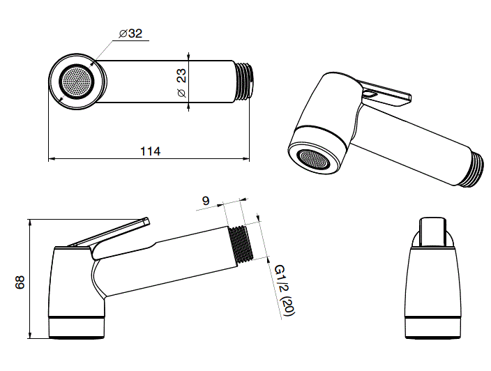 ABS HEALTH FAUCET 1 MTR W/FLEX HOSE & WALL HOOK - AQUANT - ( BRUSHED ROSE GOLD - - 0x0 mm - 0inchx0inch )
