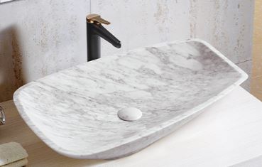 TABLE MOUNTED STELLA CARRARA MARBLE WASH BASIN - AQUANT - ( CARRARA MARBLE - - 700x390 mm - 28inchX15.6inch )