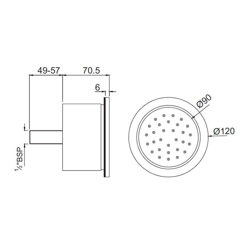 BODY SHOWER ROUND WITH INST BOX - JAQUAR FAUCETS - ( CHROME - BODY SHOWER - 15x120 mm - 0.5inchX4.5inch )