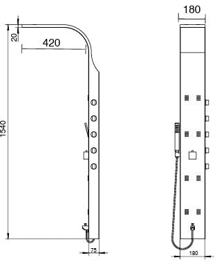 EDEN-STAINLESS STEEL SHW PANEL W/ THERMO - AQUANT - ( MATT FINISH - - 0x0 mm - 0inchX0inch )