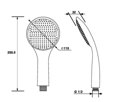 ABS HAND SHOWER SINGLE FLOW - AQUANT - ( CHROME - - 0x120 mm - 0inchX4.8inch )