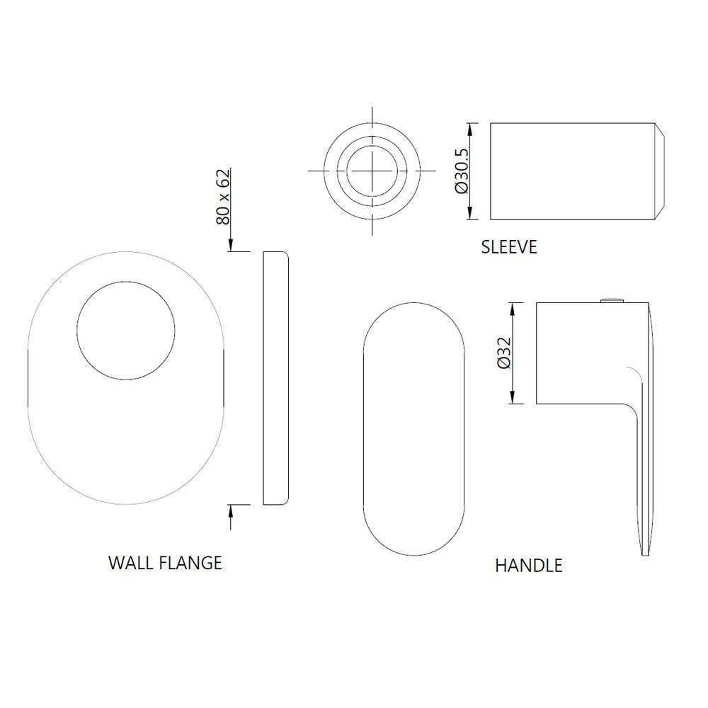 EXPOSED PART KIT OF CONCEALED STOP COCK & FLUSH COCK W/FLANGE - JAQUAR FAUCET - (ANTIQUE COPPER - OPAL PRIME - 0x15 mm - 0inchX0.5inch)