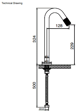 MOUTH OPERATED TALL BRASS MOUNTED BASIN TAP - AQUANT - ( MATT BLACK - - 324x0 mm - 12.96inchX0inch )
