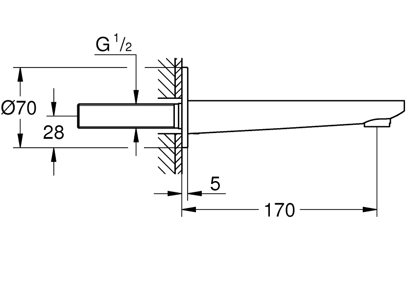 LINEARE BATH SPOUT - GROHE -  ( CHROME - G4 - LINEARE - 0x15 mm - 0inchX0.5inch )