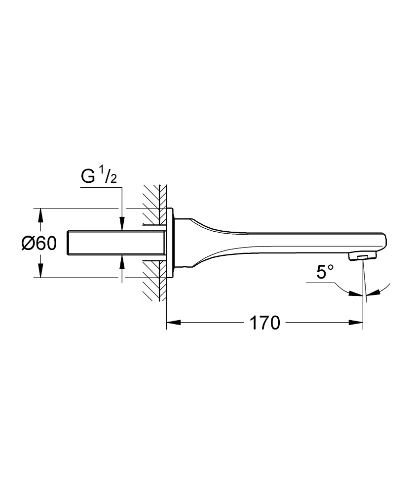 VERIS BATH SPOUT WALL-MOUNTED - GROHE -  ( CHROME - G5 - VERIS - 0x15 mm - 0inchX0.6inch )