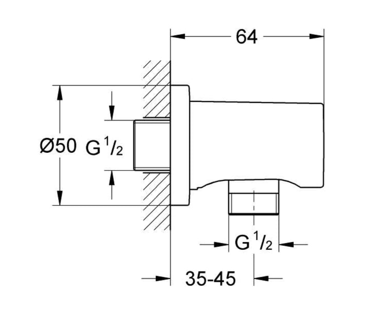 RAINSHOWER WALL UNION - GROHE - ( CHROME - G5 - RAINSHOWER - 0x15 mm - 0inchX0.6inch )