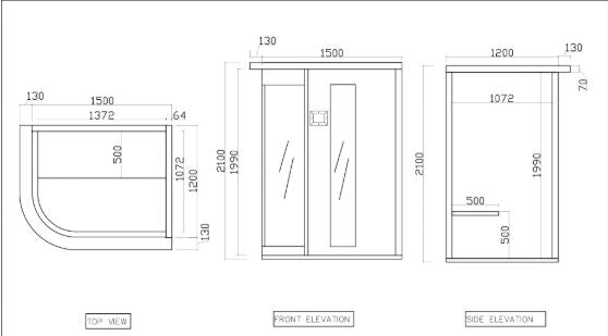 SAUNA UNIT 1500X1200X2100MM - ARTIZE WELLNESS - ( - AURA - 1500x1200 mm - 60inchX48inch )