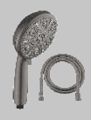ABS MULTI FUNCTION HAND SHOWER WITH 7 FLOWS (MIST, COLUMNAR FOAM, SPRAY, MASSAGE,BUBBLE & SPRINKLE) WITH 1.5 MTR PVC HOSE - AQUANT - (GRAPHITE GREY - - 0x125 mm - 0inchX5inch)