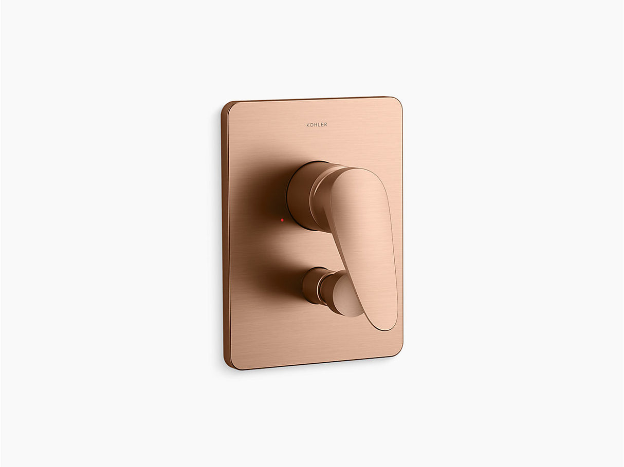FLUENCE TM AQUA TURBO TM 235 RECESSED NON-THERMOSTATIC BATH AND SHOWER VALVE TRIM - KOHLER PREMIUM - ( VIBRANT BRUSHED ROSE GOLD - PREMIUM - 0x15 mm - 0inchX0.5inch )