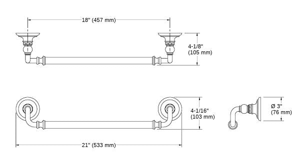 ARTIFACTS 18INCH TOWEL BAR - KOHLER LUXURY - ( VIBRANT BRUSHED BRONZE - LUXURY - 533x103 mm - 21.32inchX4.12inch )