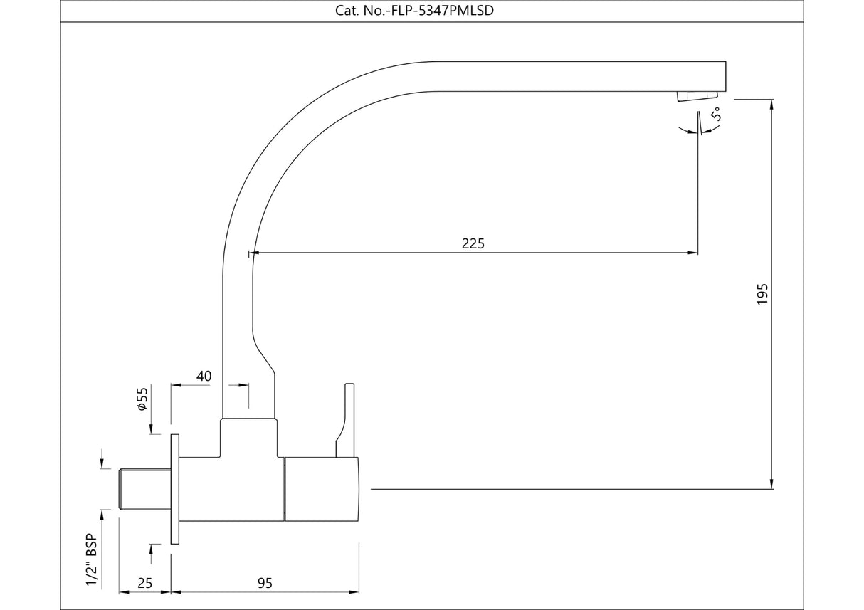 SINK COCK WITH LONG EXTENDED SWINGING SPOUT (WALL MOUNTED MODEL)WITH WALL FLANGE - JAQUAR FAUCETS - ( CHROME - FLORENTINE PRIME - 0x15 mm - 0inchX0.5inch )