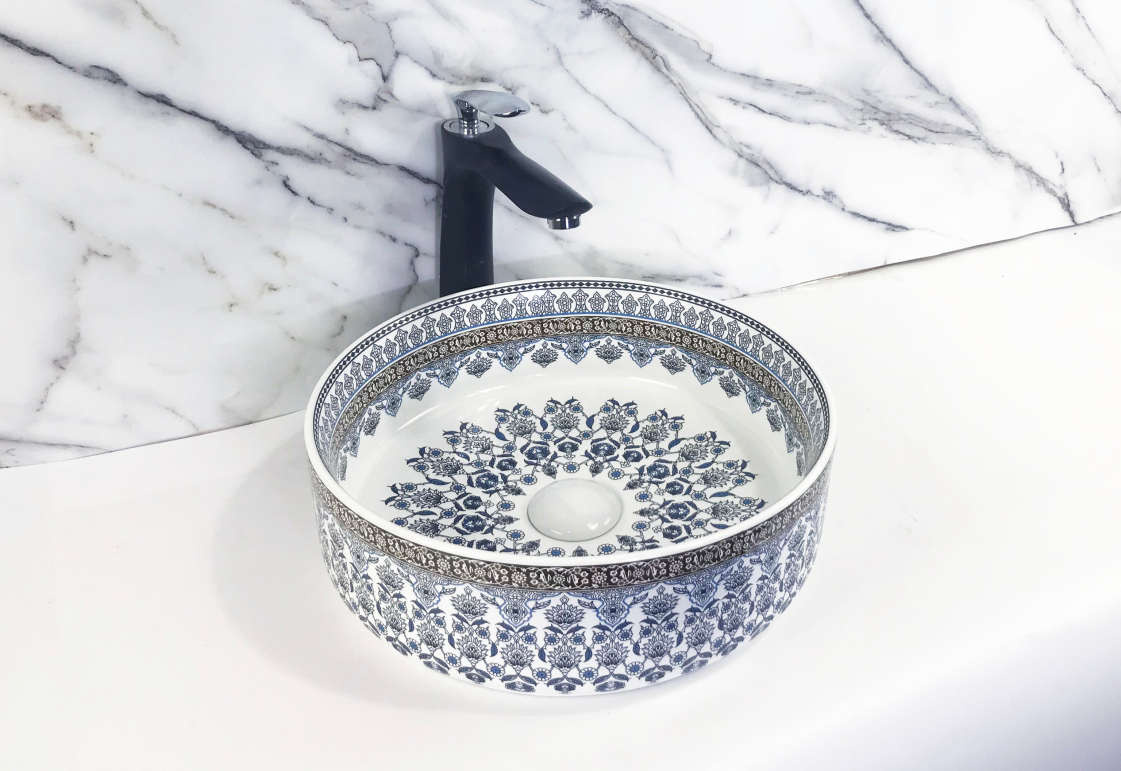 CERAMIC TABLE TOP WASH BASIN - BETTER LIVING -  (  - MOROCCON - 360x360 mm - 14.4inchX14.4inch )
