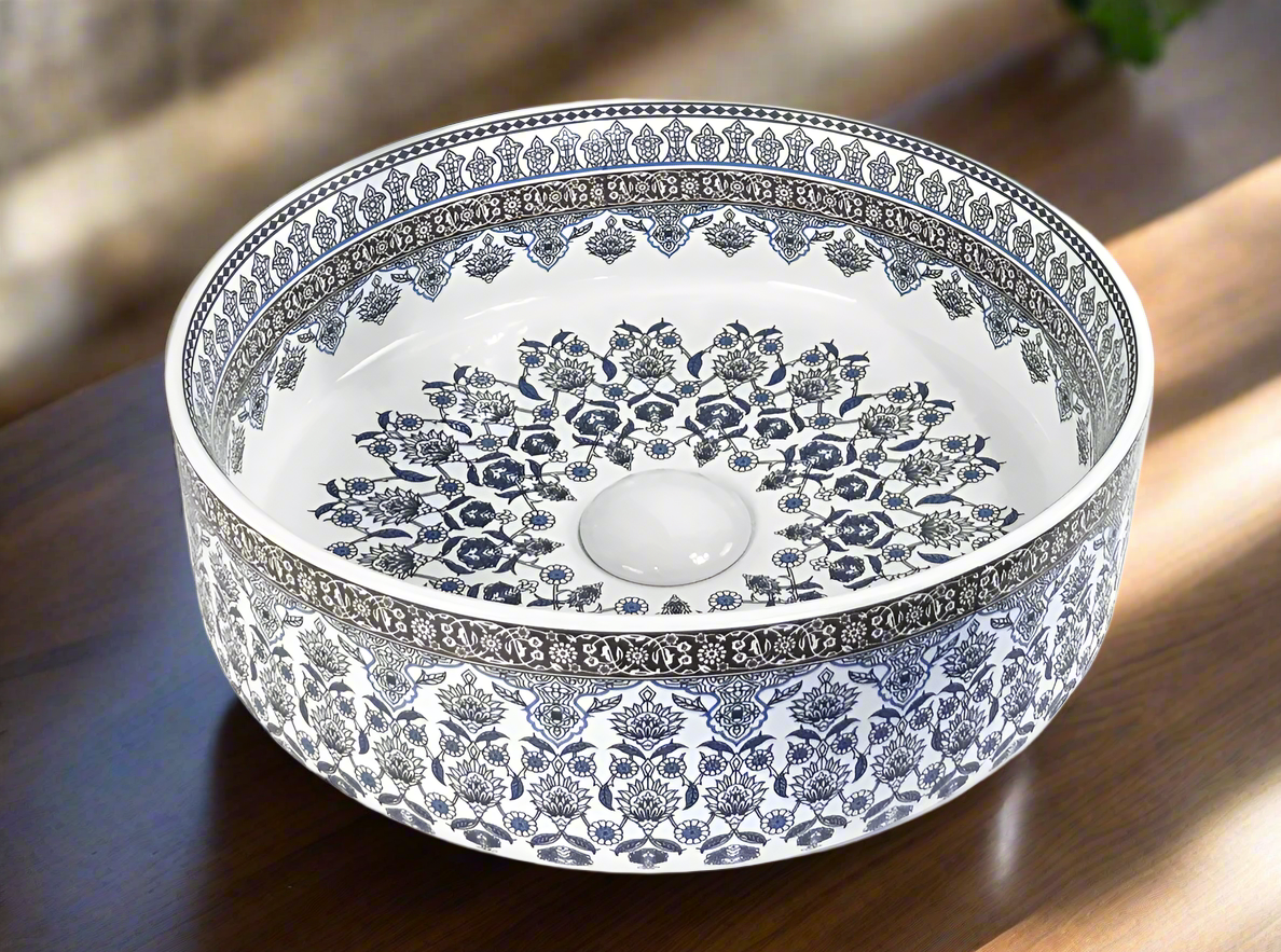 CERAMIC TABLE TOP WASH BASIN - BETTER LIVING -  (  - MOROCCON - 360x360 mm - 14.4inchX14.4inch )