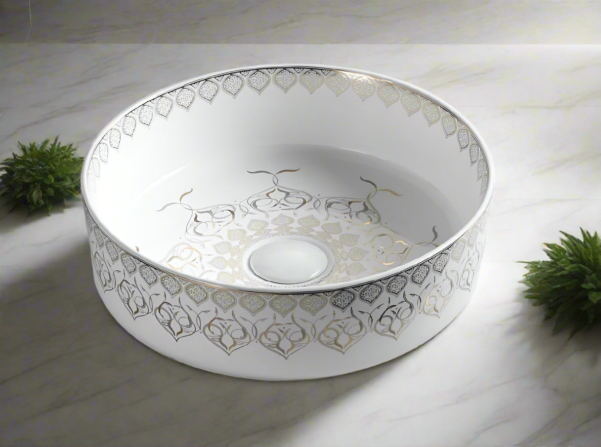 CERAMIC TABLE TOP WASH BASIN - BETTER LIVING -  (  - MOROCCON - 360x360 mm - 14.4inchX14.4inch )