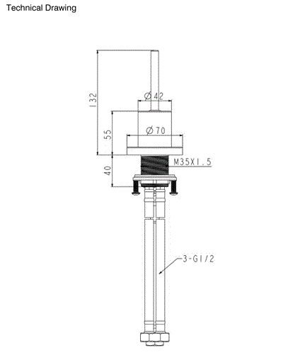 TABLE MOUNTED DEUSHER MIXER - AQUANT -  ( MATT BLACK -  - 1005x52 mm - 40inchX2inch )