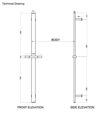 RECTANGULAR SLIDE BRASS SHOWER RAIL - AQUANT - ( ROSE GOLD - - 700x0 mm - 28inchX0inch )