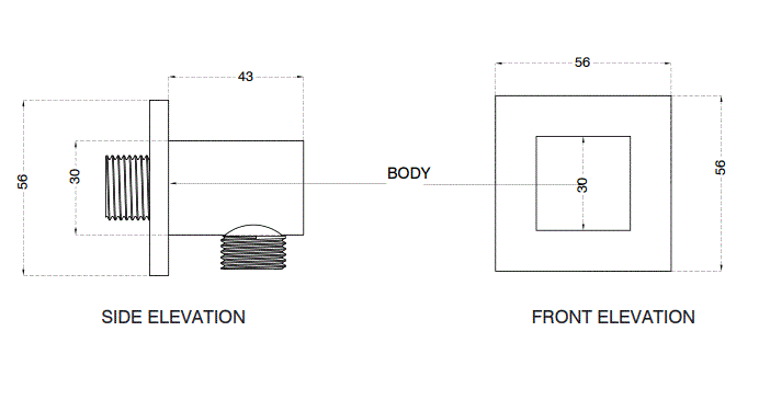 BRASS SQUARE WALL OUTLET - AQUANT -  ( BRUSHED GOLD -  - 0x0 mm - 0inchx0inch )
