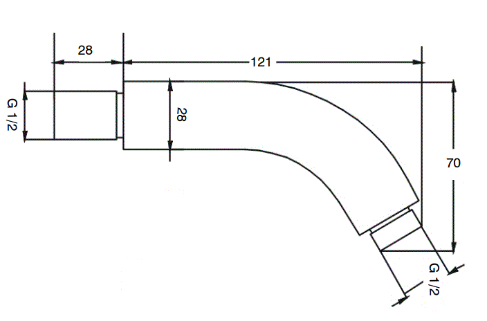 BRASS SHOWER ARM - AQUANT - ( CHROME - - 0x160 mm - 0inchX6.4inch )