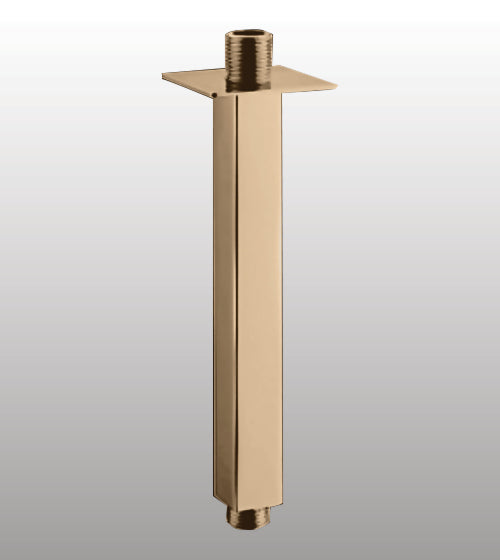 BRASS VERTICAL SQUARE SHOWER ARM - AQUANT -  ( BRUSHED GOLD -  - 200x0 mm - 8inchX0inch )