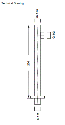 BRASS VERTICAL SQUARE SHOWER ARM - AQUANT - ( BRUSHED ROSE GOLD - - 200x0 mm - 8inchX0inch )