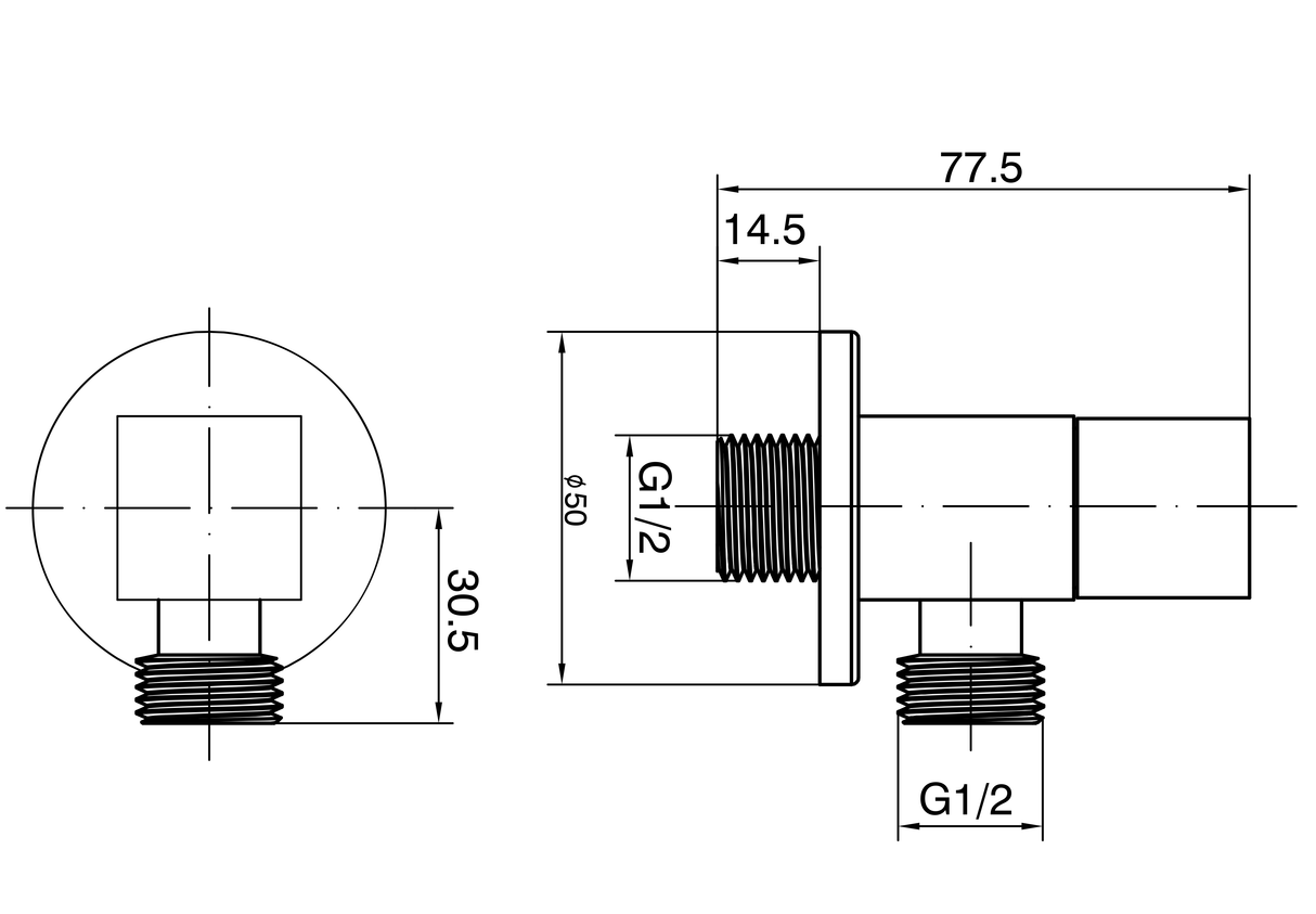 ANGLE COCK SQUARE W/FLANGE - AQUANT -  ( CHROME -  - 0x15 mm - 0inchX0.6inch )