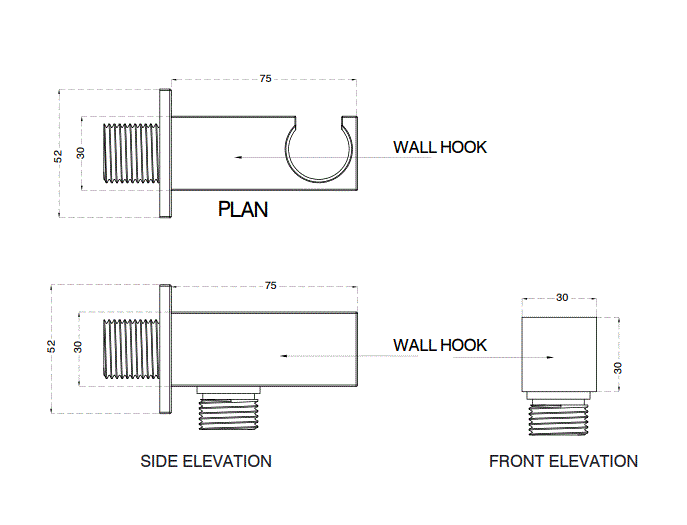 WALL OUTLET W/HAND SHOWER STAND BRASS - AQUANT -  ( BRUSHED GOLD -  - 0x15 mm - 0inchX0.5inch )