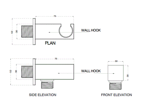 WALL OUTLET W/HAND SHOWER STAND BRASS - AQUANT -  ( BRUSHED GOLD -  - 0x15 mm - 0inchX0.5inch )