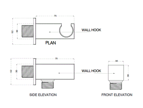 BRASS SQUARE BODY WALL OUTLET W/INBUILD HOOK - AQUANT -  ( BRUSHED ROSE GOLD -  - 0x0 mm - 0inchx0inch )