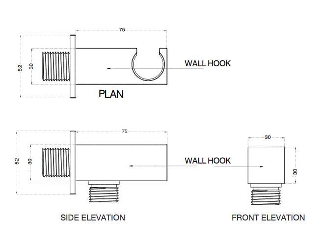 WALL OUTLET W/HAND SHOWER STAND BRASS - AQUANT -  ( GRAPHITE GREY -  - 0x15 mm - 0inchX0.5inch )