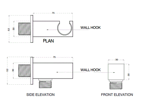 WALL OUTLET W/HAND SHOWER STAND BRASS - AQUANT -  ( MATT BLACK -  - 0x15 mm - 0inchX0.5inch )