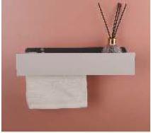 SHELF WITH NAPKIN HOLDER WITH CONCRETE FRONT - AQUANT - (MATT IVORY - - 330x100x50 mm - 13.2inchX4inchX2inch)
