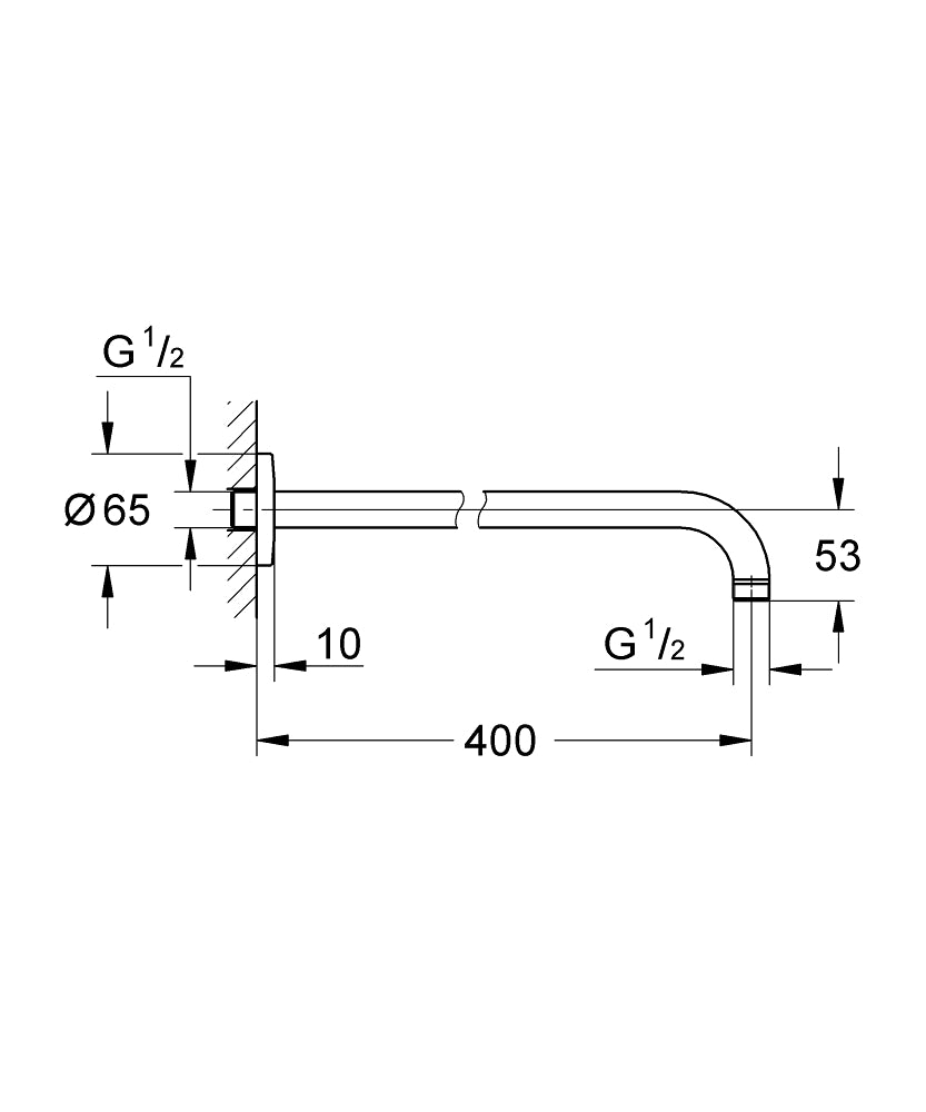 TEMPESTA SHOWER ARM 400MM - GROHE - ( CHROME - G3 - TEMPESTA - 0x15 mm - 0inchX0.6inch )