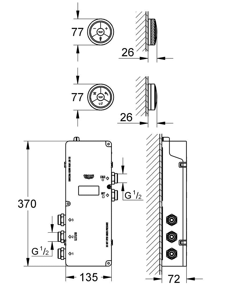 GROHE F-DIGITAL CONTROLLER/DIVERTER BATH - GROHE -  ( CHROME - G5 - GROHE F-DIGITAL - 0x0 mm - 0inchX0inch )