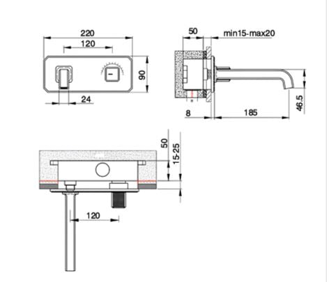 WALL MOUNTED BRASS BASIN MIXER WITH SIDE KNOB CONTROL FOAM FLOW - AQUANT - ( CHROME - REGALIA SERIES - 0x15 mm - 0inchX0.5inch )