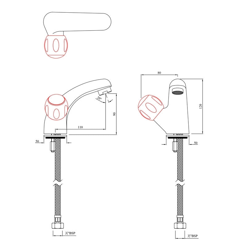 SWAN NECK TAP LEFT - JAQUAR FAUCETS - ( CHROME - CLARION QUARTER TURN - 0x15 mm - 0inchX0.5inch )