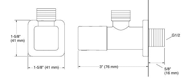 COMPLEMENTARY-ANGLE VALVE W/FLANGE - KOHLER POPULAR - ( CHROME - POPULAR - 0x15 mm - 0inchX0.5inch )
