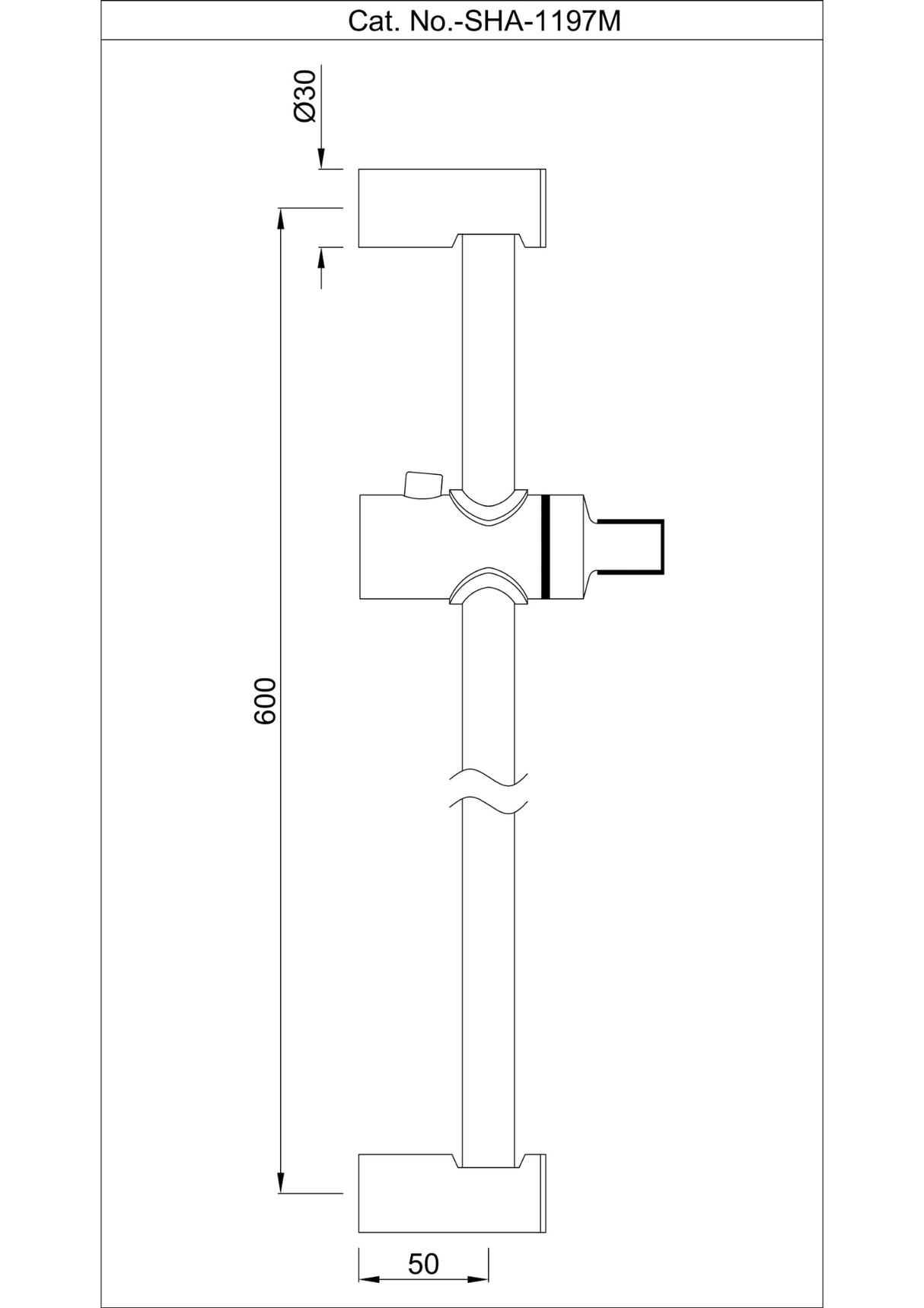 SLIDING RAIL 19MM DIA , 600MM LONG ROUND SHAPE WITH HAND SHOWER HOLDER - JAQUAR FAUCETS - ( ANTIQUE COPPER - SHOWER ACC. - 0x600 mm - 0inchX24inch )
