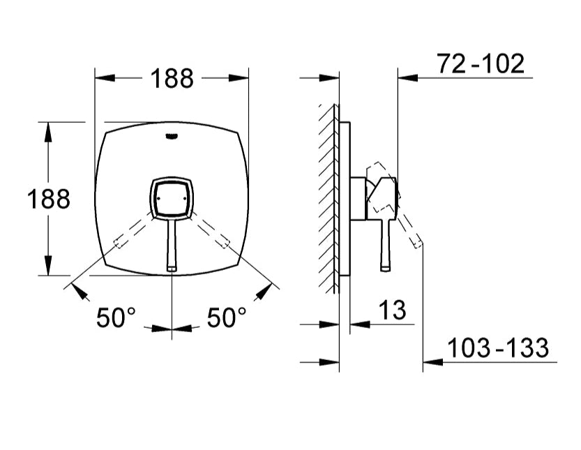 GRANDERA OHM TRIMSET SHOWER - GROHE -  ( CHROME - G5 - GRANDERA - 0x0 mm - 0inchX0inch )