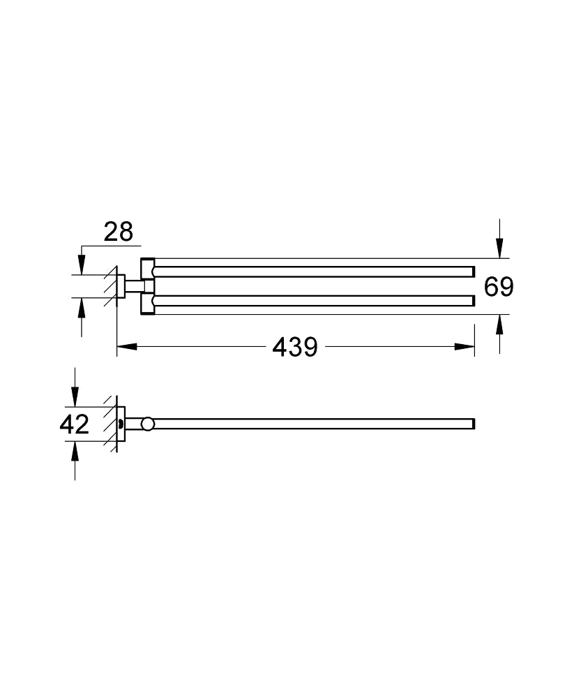 ESSENTIALS CUBE DOUBLE TOWEL BAR - GROHE - ( CHROME - G3 - ESSENTIALS - 0x439 mm - 0inchX17.56inch )
