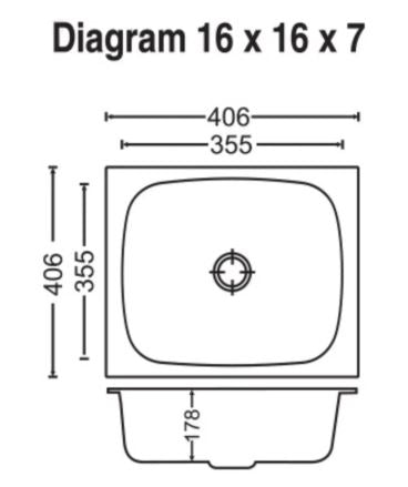 1 BOWL W/O DRAIN BOARD(DEPTH 7INCH) THK 1MM - CARYSIL -  ( MATT FINISH - ELEGANCE - 406x406 mm - 16inchX16inch )