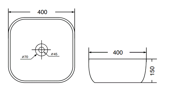 WASH BASIN TABLE TOP - AQUANT - ( WHITE - - 400x400 mm - 16inchX16inch )