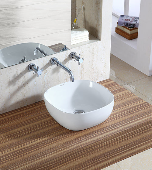 WASH BASIN TABLE TOP - AQUANT - ( WHITE - - 400x400 mm - 16inchX16inch )
