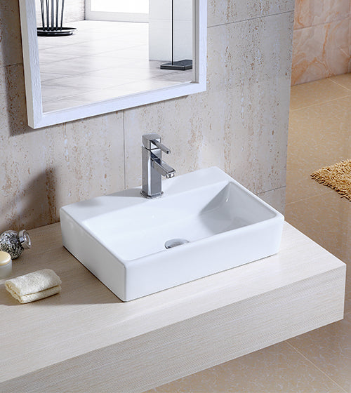 WASH BASIN TABLE TOP/WALL MOUNT - AQUANT - ( WHITE - - 510x360 mm - 20inchX14inch )