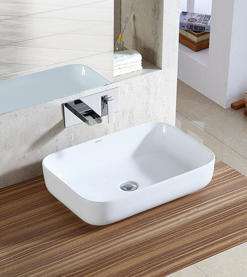WASH BASIN TABLE TOP - AQUANT -  ( WHITE -  - 605x425 mm - 24inchX17inch )